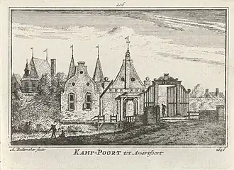 Kamp-poort tot Amersfoort, ets (1727-1753) van Abraham Rademaker.