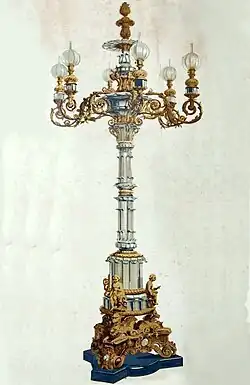 Ruim vier meter hoge kristallen kandelaber uit 1842