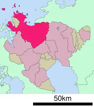 Situering van Karatsu in de prefectuur Saga