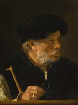 Oude man met stok en bril, door Abraham Bredius aangezien voor een portret van Rembrandts broer Adriaen[6]