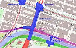 De plattegrond van station Karlsplatz