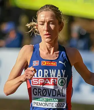 Grøvdal tijdens de EK veldlopen 2022