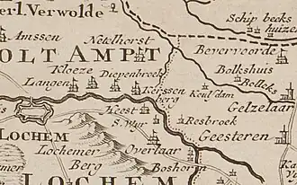 Kerssenberg op een kaart uit 1741