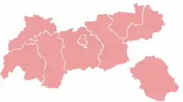 Onderverdeling van Tirol in steden en districten