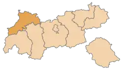 Locatie van het district Reutte