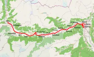 Spoorlijn Meran - Mals op de kaart