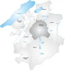 Ligging van het district Sarine in kanton Fribourg