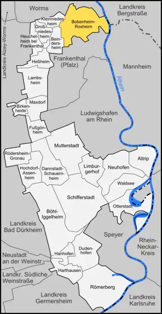 Kaart van Bobenheim-Roxheim