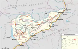 Kaart van Brandenberger Alpen