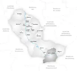 Kaart van de voormalige gemeente