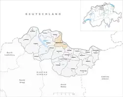 Kaart van de voormalige gemeente