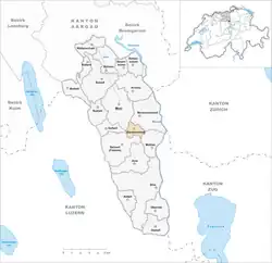 Kaart van de voormalige gemeente