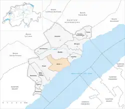 Kaart van de voormalige gemeente