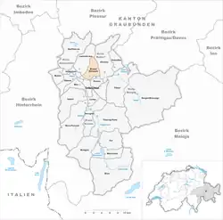 Kaart uit 2009 van de toenmalige gemeente Brienz/Brinzauls