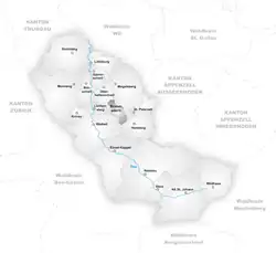 Kaart van de voormalige gemeente