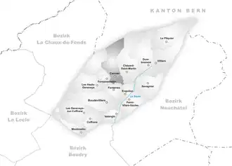 Kaart van de voormalige gemeente
