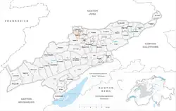 Kaart van de voormalige gemeente