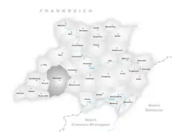 Kaart van de voormalige gemeente