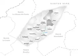 Kaart van de voormalige gemeente