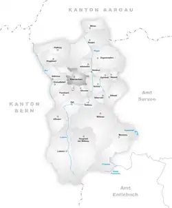 Kaart van de voormalige gemeente