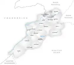 Kaart van de voormalige gemeente