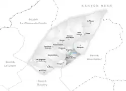 Kaart van de voormalige gemeente