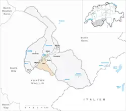 Kaart van de voormalige gemeente