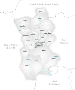 Kaart van de voormalige gemeente