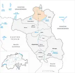 De kaart van de voormalige gemeente