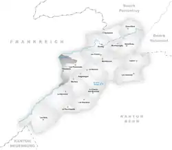 Kaart van de voormalige gemeente