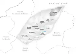 Kaart van de voormalige gemeente