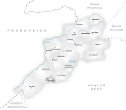 Kaart van de voormalige gemeente