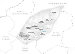 Kaart van de voormalige gemeente