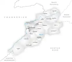 Kaart van de voormalige gemeente