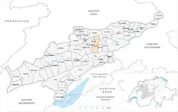 Kaart van de voormalige gemeente