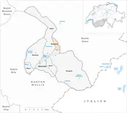 Kaart van de voormalige gemeente