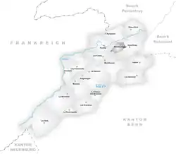 Kaart van de voormalige gemeente