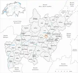 Kaart van de voormalige gemeente