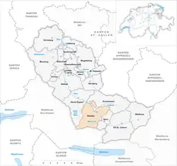 Kaart van de voormalige