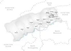 Kaart van de voormalige gemeente