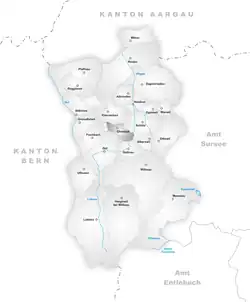 Kaart van de voormalige gemeente