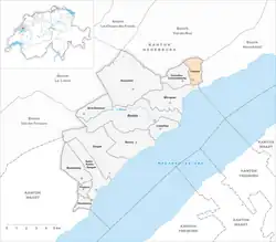 Kaart van de voormalige gemeente