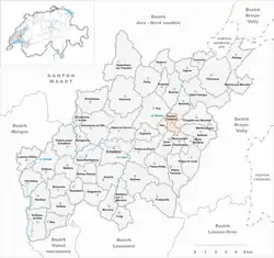 Kaart van de voormalige gemeente