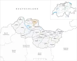 Kaart van de voormalige gemeente