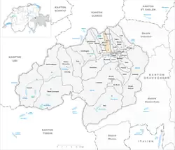 Kaart van de voormalige gemeente