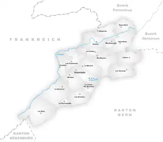 Kaart van Franches-Montagnes