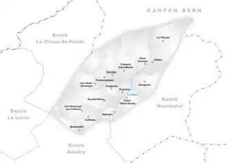 Kaart van Val-de-Ruz