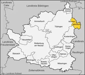 Kaart van Kirchentellinsfurt