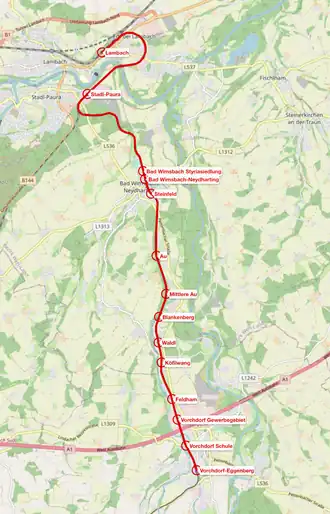 Netwerkkaart van de Vorchdorferbahn