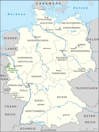 Locatie van Grenspark Maas-Swalm-Nette in Nederlands Limburg en het Duitse Nordrhein-Westfalen